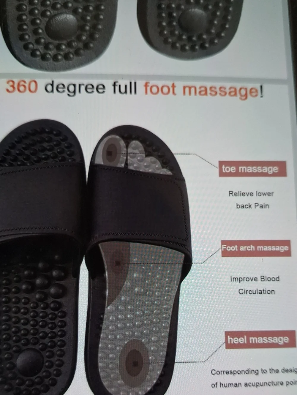 NWT Mens Health Foot Massage Slippers Acupressure Point Magnet Therapy